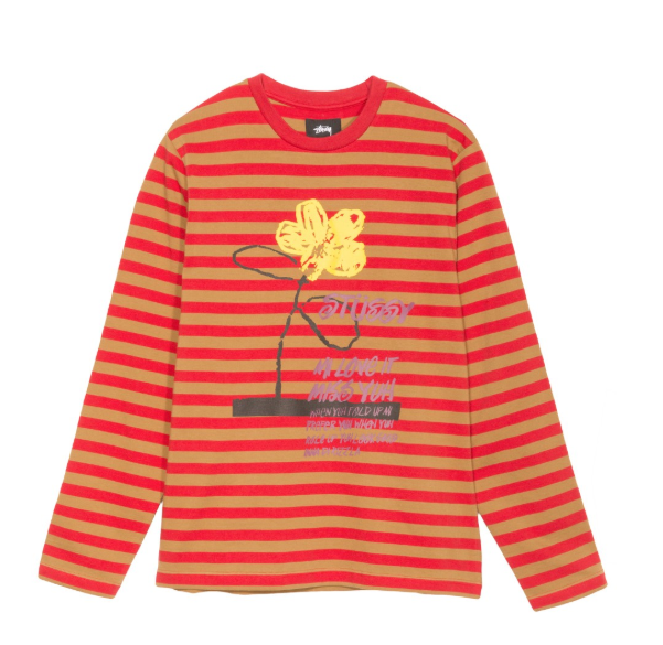 flower stripe stussy Red