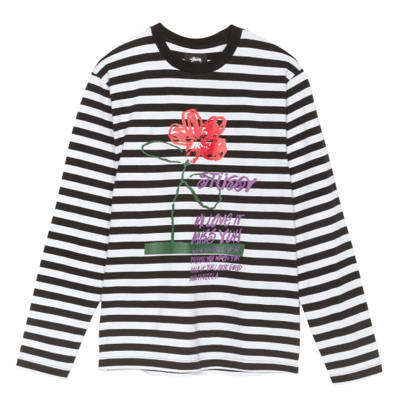 flower stripe stussy black